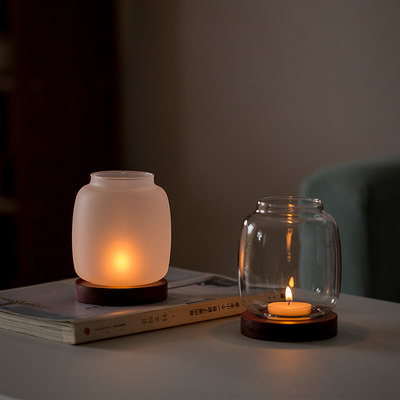 玻璃烛台摆件高端简约防风罩