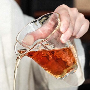 锤纹海棠花玻璃公道杯高硼硅分茶器功夫茶具精美花形匀杯精品茶器