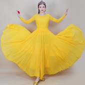 新疆舞蹈演出服网纱黑色半身裙纯色女高腰古典舞裙720度大摆长裙