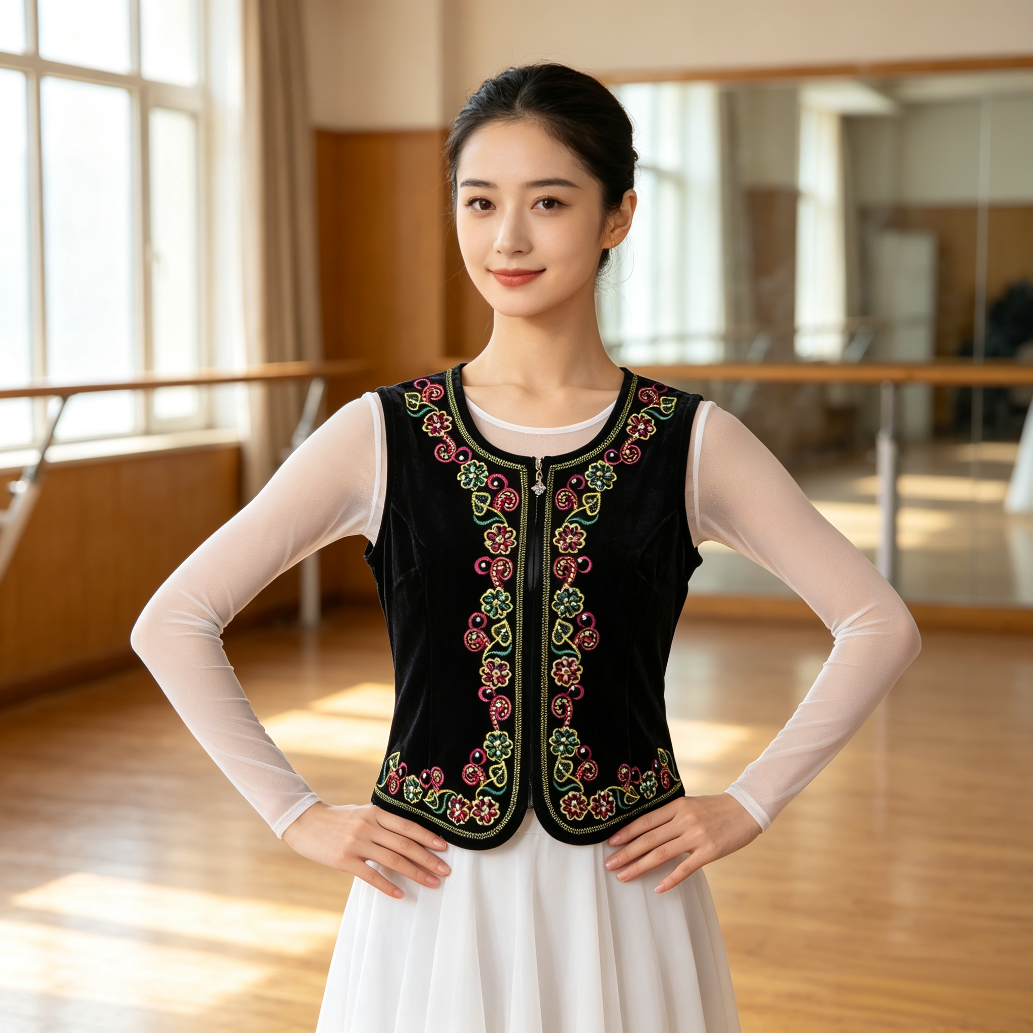 新疆舞马甲女舞蹈演出服装广场舞民族风坎肩修身款维族舞蹈短马夹