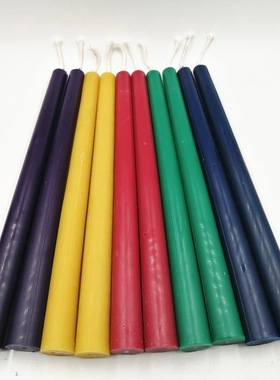 6 Colors Taper Natural Pure Beeswax Candles Cotton Wicks DIY