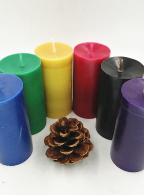 6Colors Pillar Natural Beeswax Candles Pure Cotton Wicks DIY