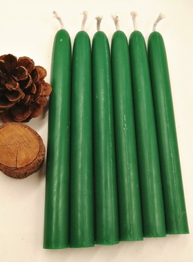 绿色蜂蜡蜡烛手作天然蜜蜡直杆