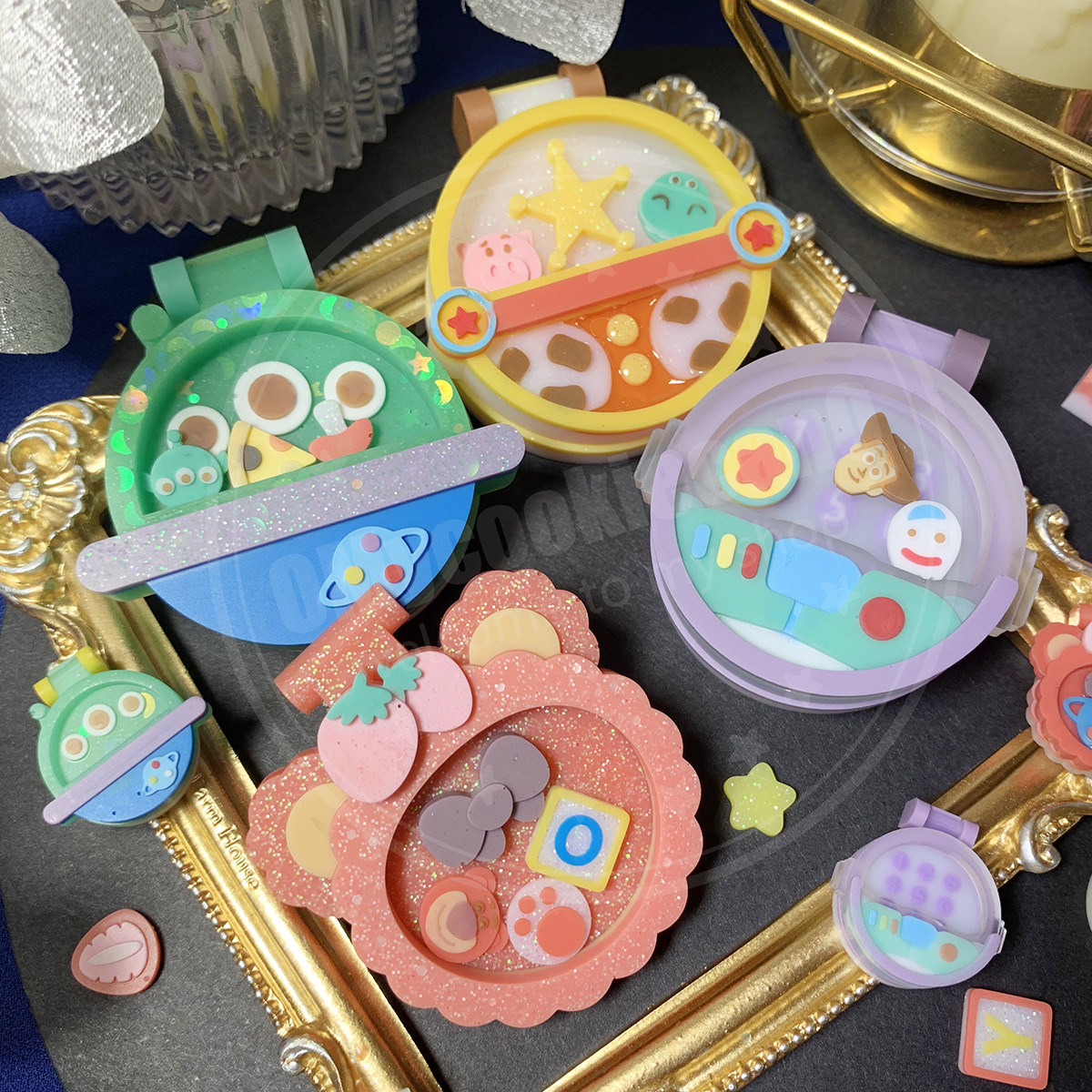 mycookiecan滴胶可爱玩具总动员迷你翻盖流沙手机全透明硅胶模具