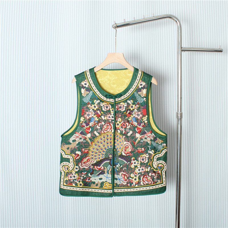 重工刺绣新中式马甲女春秋2025新款盘扣独特小众复古国风唐装上衣