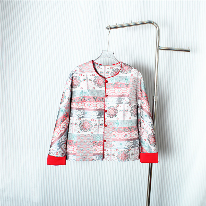 新中式禅意风外套宋锦撞袖玉石盘扣宽松廓形上衣轻国风减龄女装潮