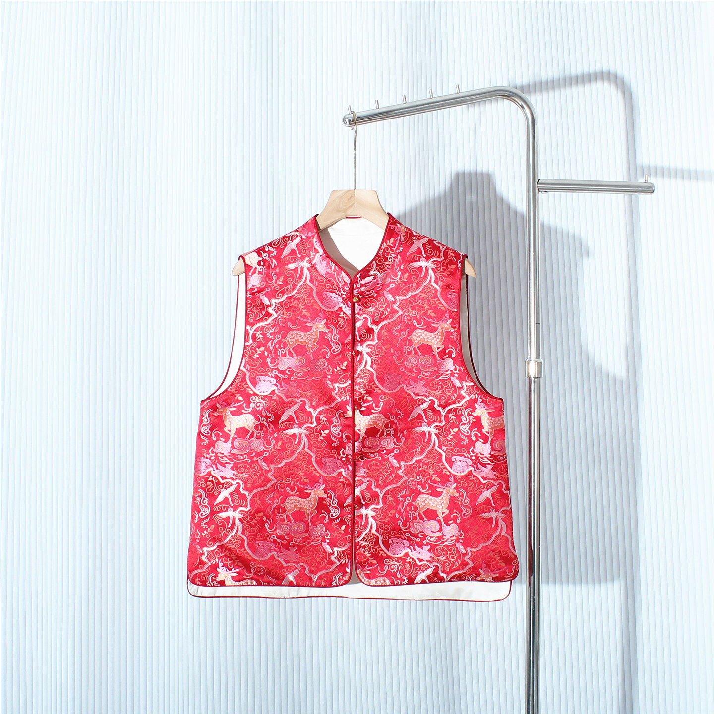 2026春季新款时尚新中式国风祥云梅花鹿提花双面穿马甲百搭上衣女