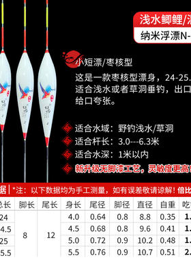蜓雨纳米枣核形浅水漂高灵敏