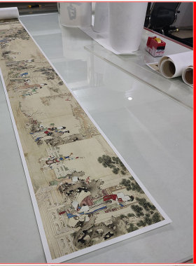 清 焦秉贞 清平乐视图复古名家字画长卷高清微喷仿古复制品装饰画