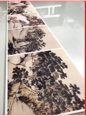 沈周东庄图册21幅复古字画风景人物册页国画高清微喷复制装饰