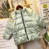 外套儿童棉袄女童棉衣男童冬装 韩版 中大童加厚亮面包服 12岁新款