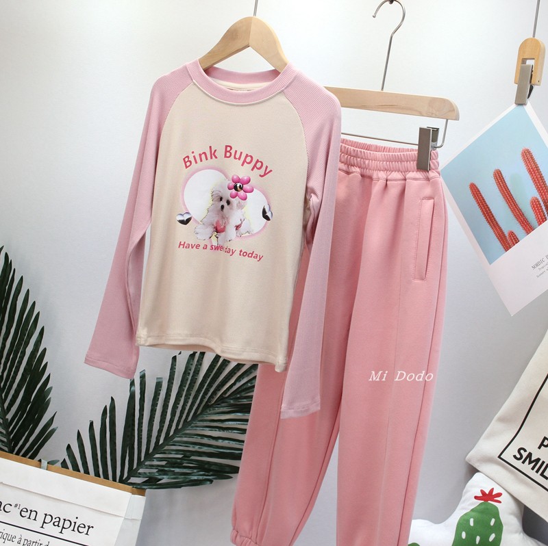 9-19码童乐鱼秋新款女童甜美卡通运动套装中大童修身休闲上衣长裤