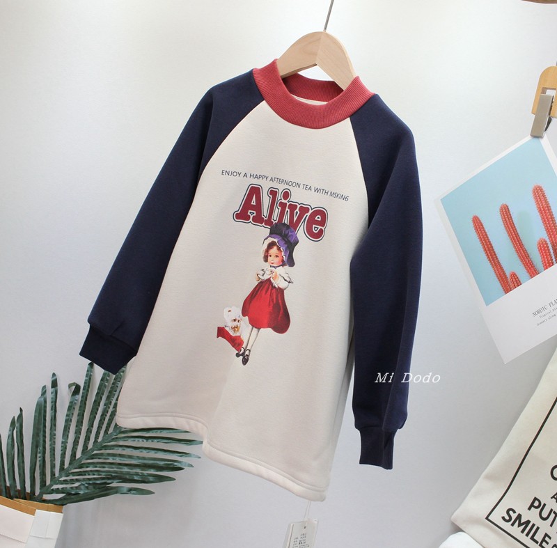 9-19品牌童装女童一体绒洋气女孩套头卫衣中大儿童拼色圆领上衣潮