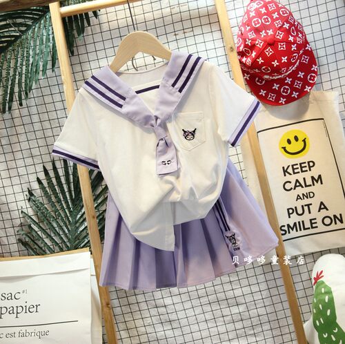 110码叫我格格女童JK套装夏季新中大儿童库洛米洋气学院风百褶裙
