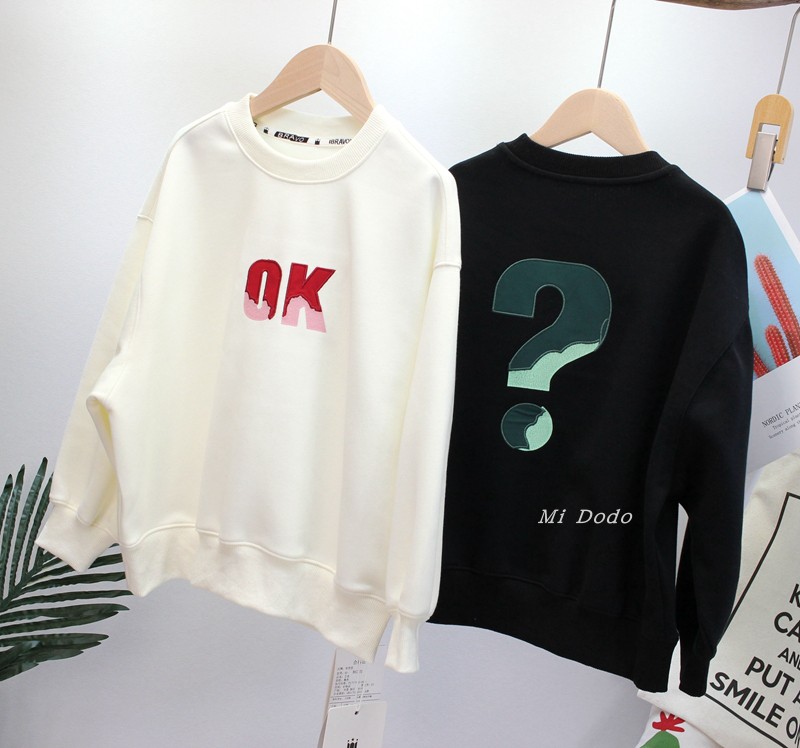 9-19品牌童装男女童卫衣春新款字母圆领百搭中大儿童上衣可亲子潮