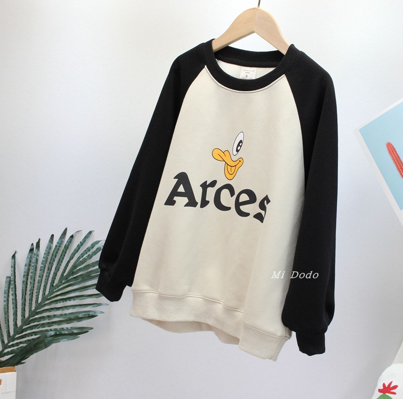 9-19乔贝乐童装男女童卫衣春新款洋气拼接袖圆领百搭中大儿童上衣