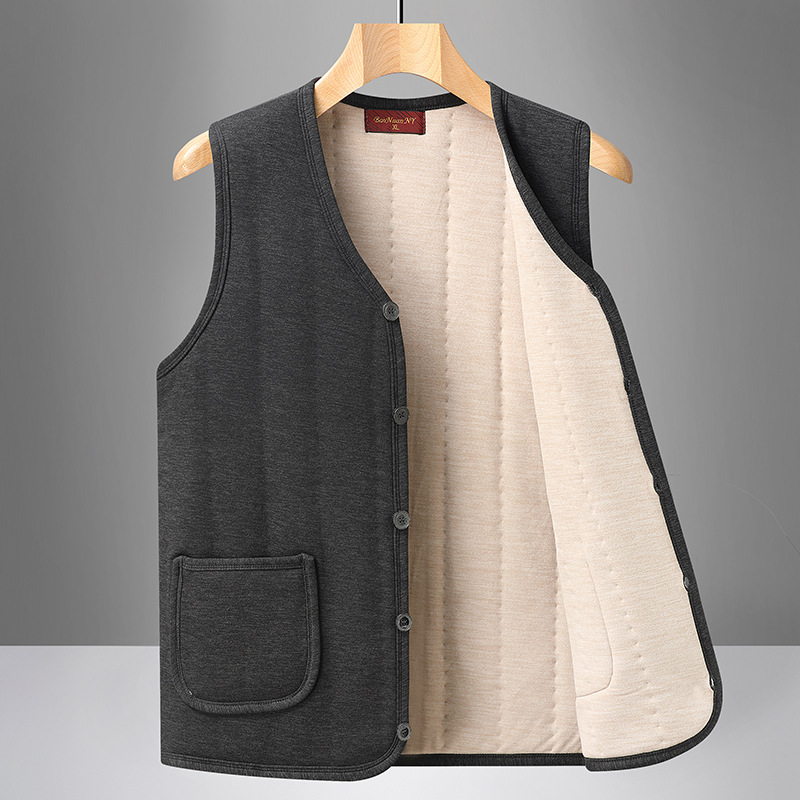 中老年人男装爸爸加厚马甲保暖开衫打底背心爷爷打底坎肩