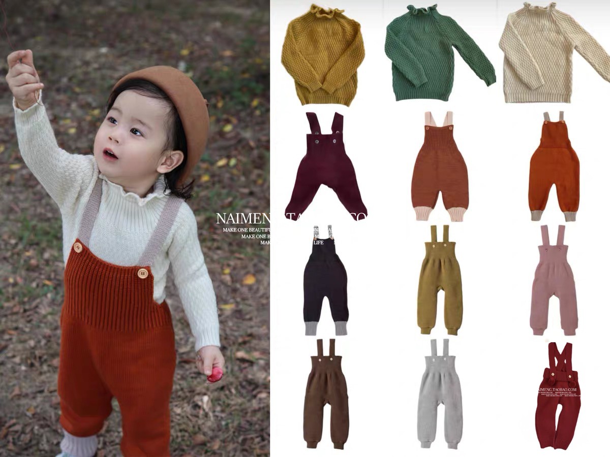 ins爆款F秋冬男女童圣诞背带裤