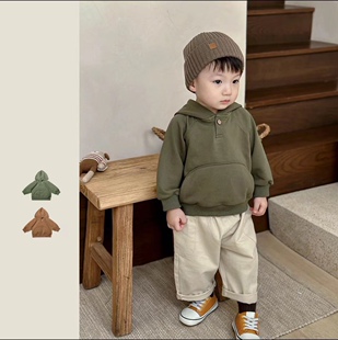 ins爆款儿童休闲套头连帽卫衣幼儿园秋季婴幼儿男童女童宽松韩版