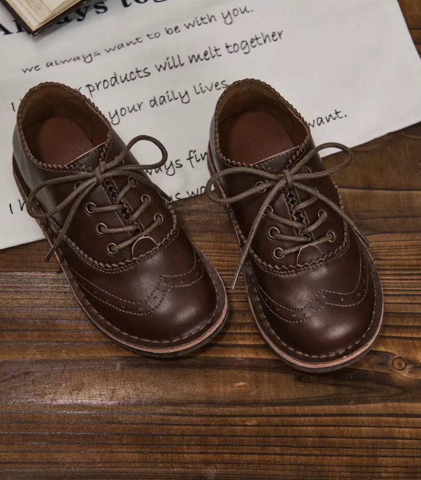皮鞋ins爆款学生软底棕色宝宝