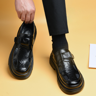 凉皮鞋男款2026新款男士皮凉鞋夏天皮鞋透气镂空男鞋商务休闲鞋子