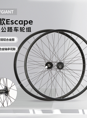 GIANT捷安特25款Escape1平把公路车轮组 碟刹轴承8速卡飞前后轮组