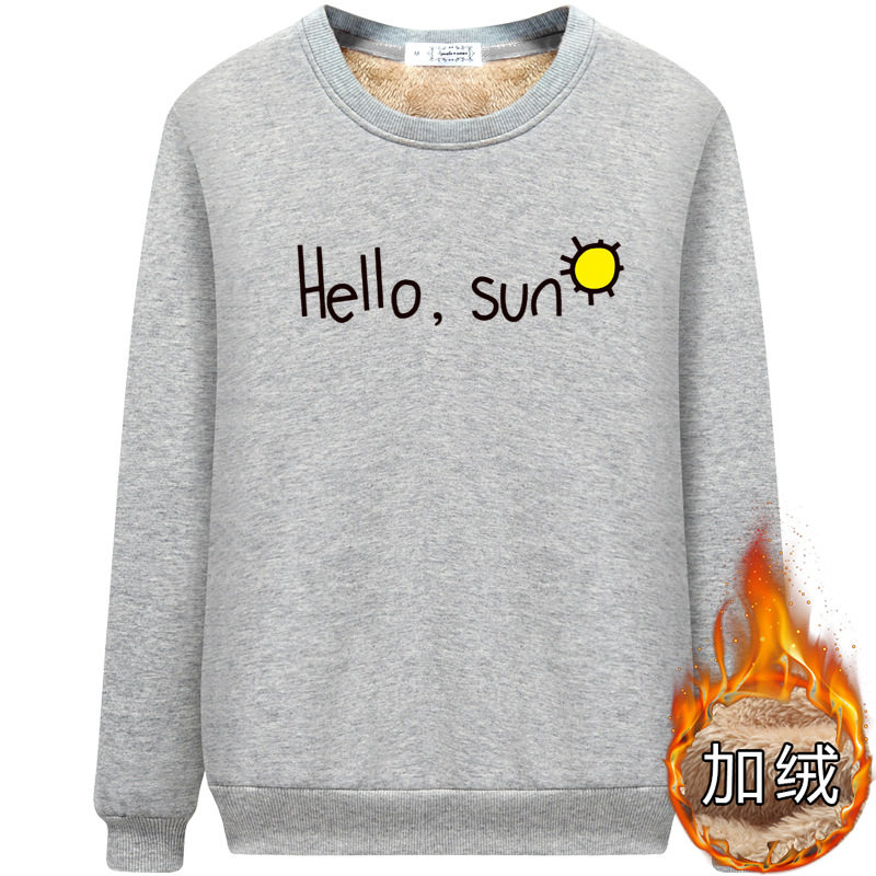 甜美羊羔绒卫衣女生加绒加厚圆领套头宽松韩版显瘦棉百搭休闲外套