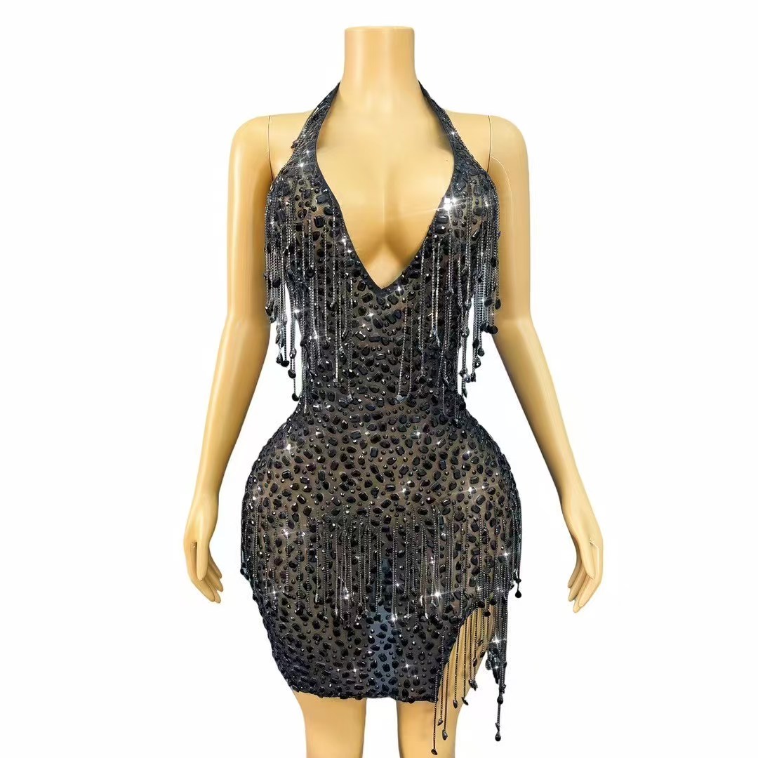 性感舞台装音乐节演出服连衣裙女歌手舞台装生日party轻奢礼服