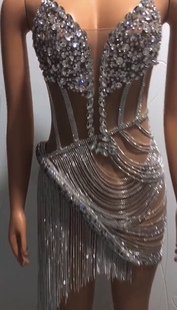 女歌手优雅闪亮钻石露背性感杏色晚礼服新设计女士连衣裙派对