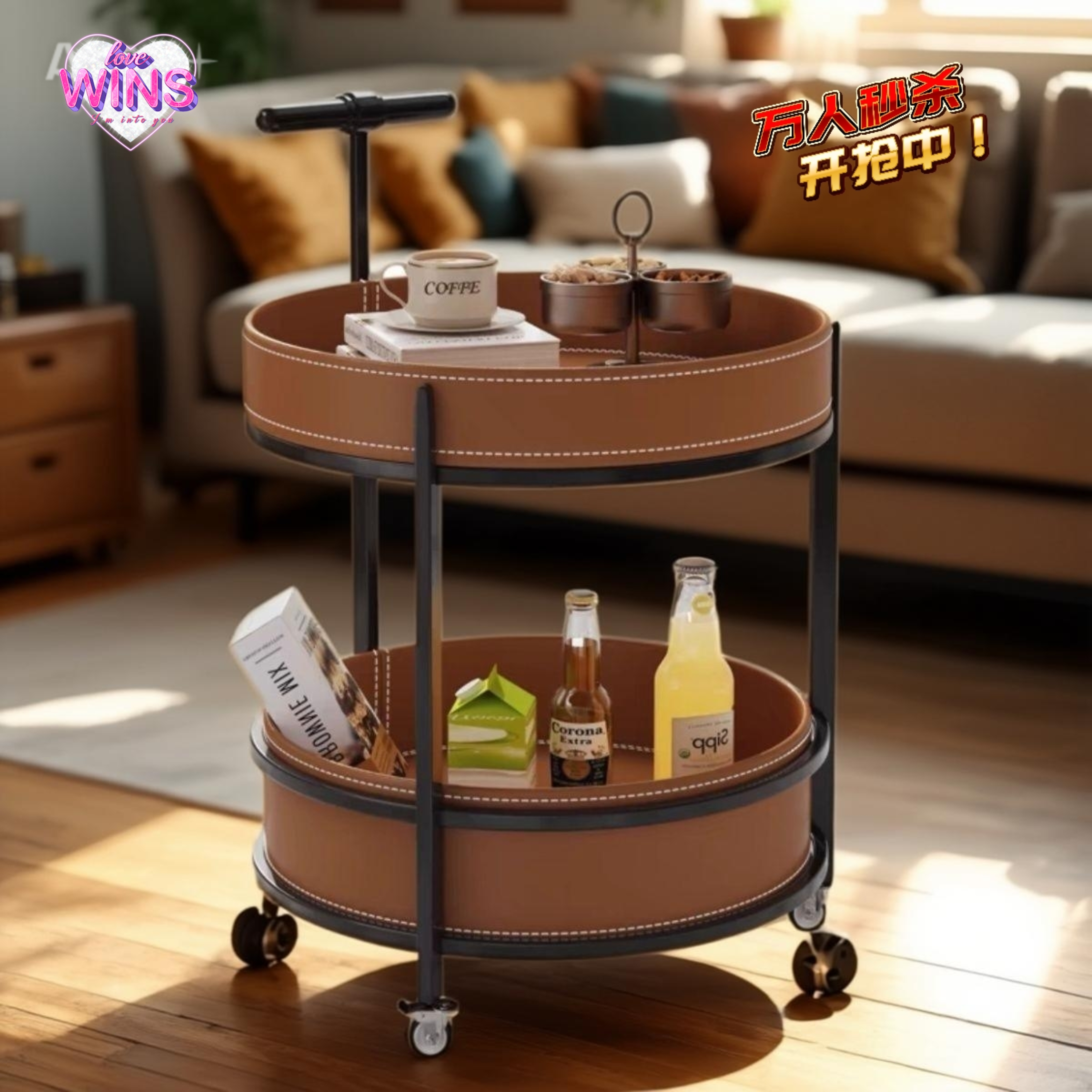 可移动沙发边几茶几小推车