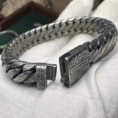 足银三马鞭手链复古雕刻