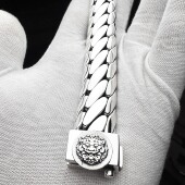 纯银999三马鞭手链貔貅扣男士 手链方扣时尚 简约大气手工定制礼物