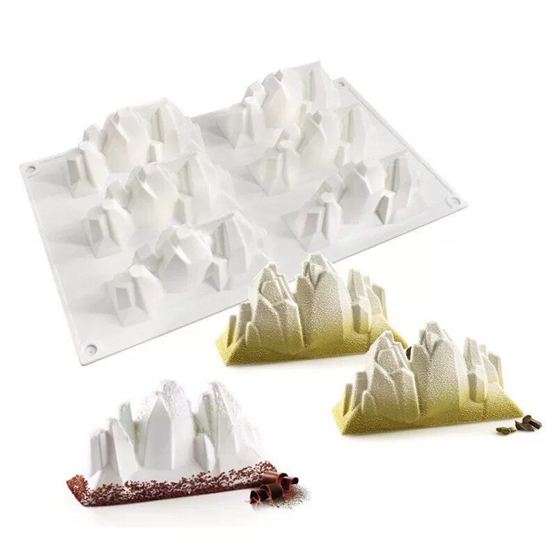 新款6连孔冰山法式慕斯蛋糕甜品烘培模具DIY冰激凌巧克力冰块模具