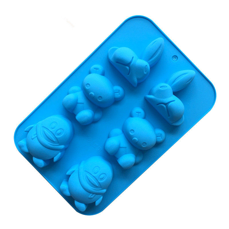 新款卡通动物造型硅胶蛋糕巧克力模具手工皂模子可开票或收据