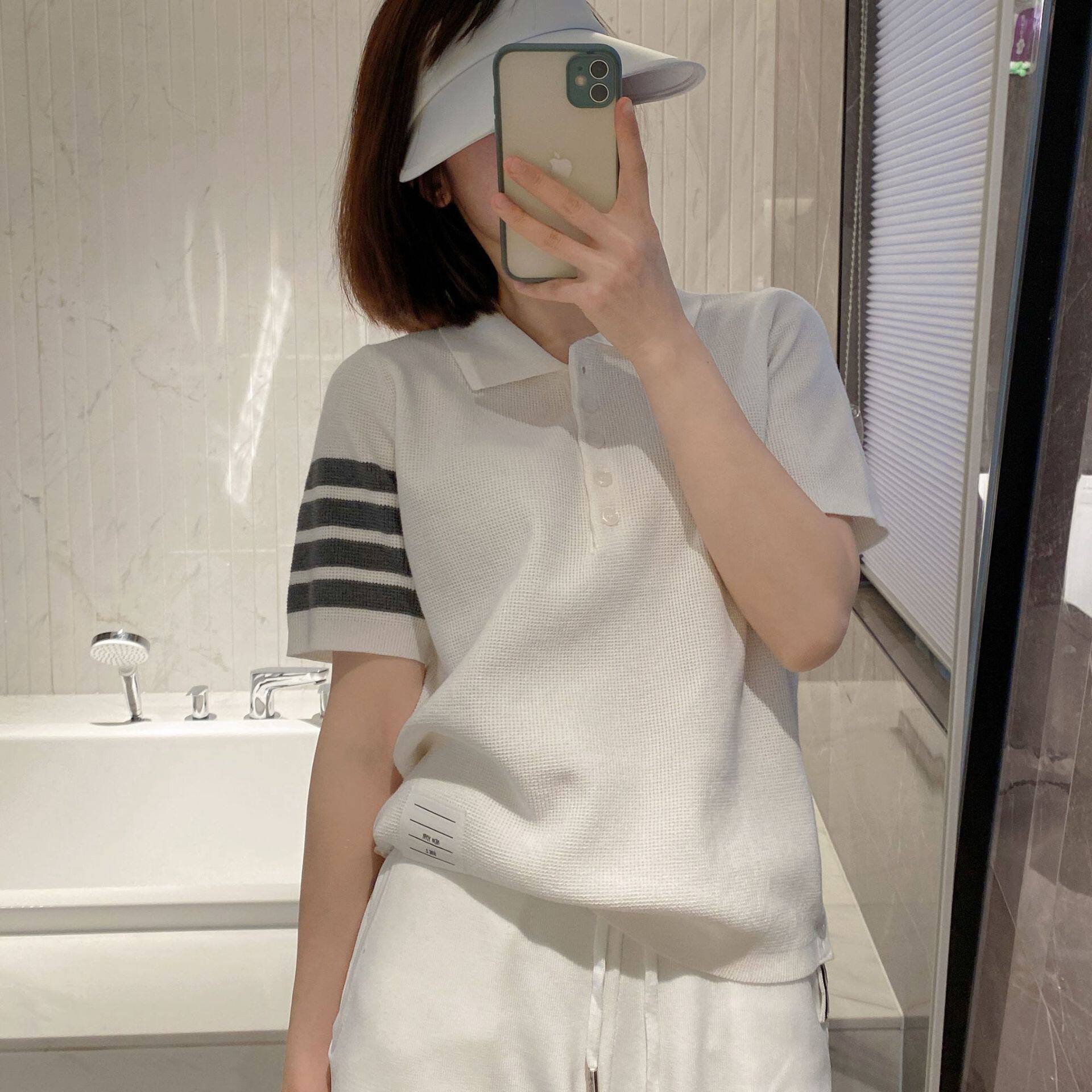 TB华夫格polo翻领短袖T