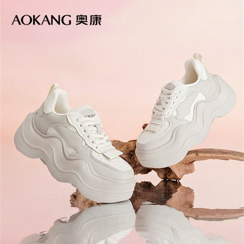 特价奥康女鞋冬天二棉鞋子加绒老爹鞋百搭厚底增高休闲运动鞋女款