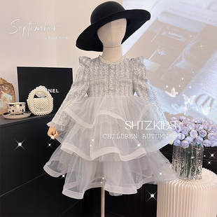 女童重工公主裙春秋季 儿童高级感小香风蓬蓬连衣裙生日礼服裙 新款
