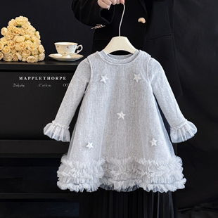 女童连衣裙秋季2025新款小女孩高级感公主裙洋气儿童网红星星纱裙