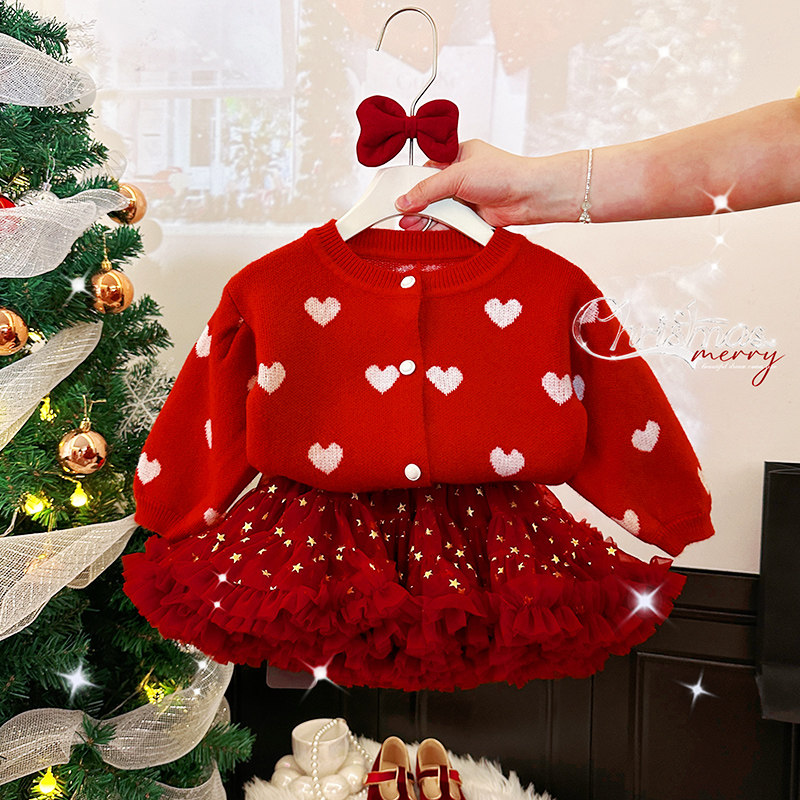 女童tutu裙套装秋冬季新年红色兔兔裙圣诞毛衣儿童针织外套半身裙,童装/婴儿装/亲子装,套装,淘宝优惠券,粉丝福利购,淘宝优惠卷