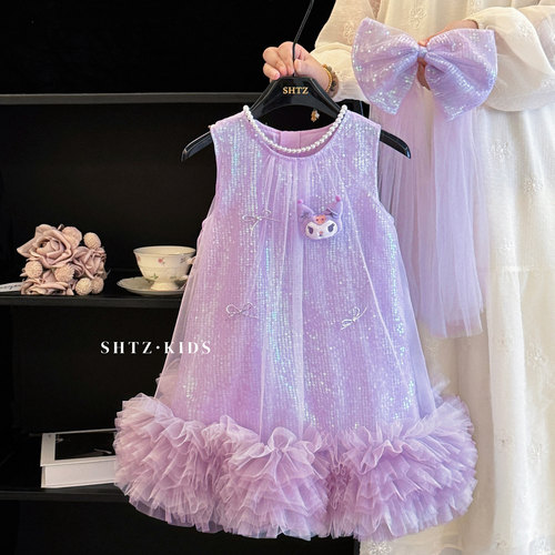 女童夏季无袖背心裙库洛米网纱裙
