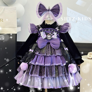 库洛米裙子女童加绒连衣裙冬装洋气小女孩cos服儿童洛丽塔蓬蓬裙