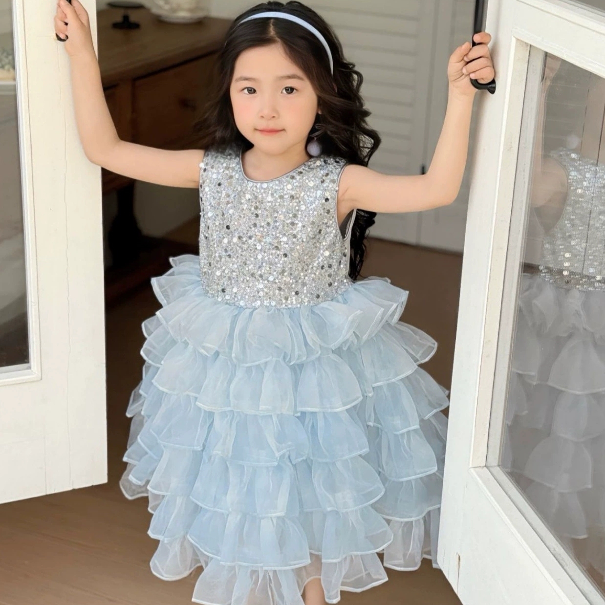 女童高端重工亮片公主裙夏款