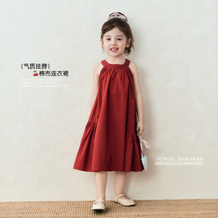 女童连衣裙夏2025新款高级感挂脖背心裙韩系时髦女孩超好看小裙子