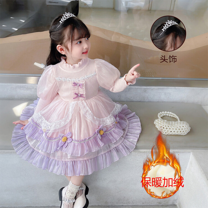 女童连衣裙秋冬装洋气宝宝加绒玲娜贝儿毛衣裙儿童洛丽塔公主裙子,童装/婴儿装/亲子装,连衣裙,淘宝优惠券,粉丝福利购,淘宝优惠卷