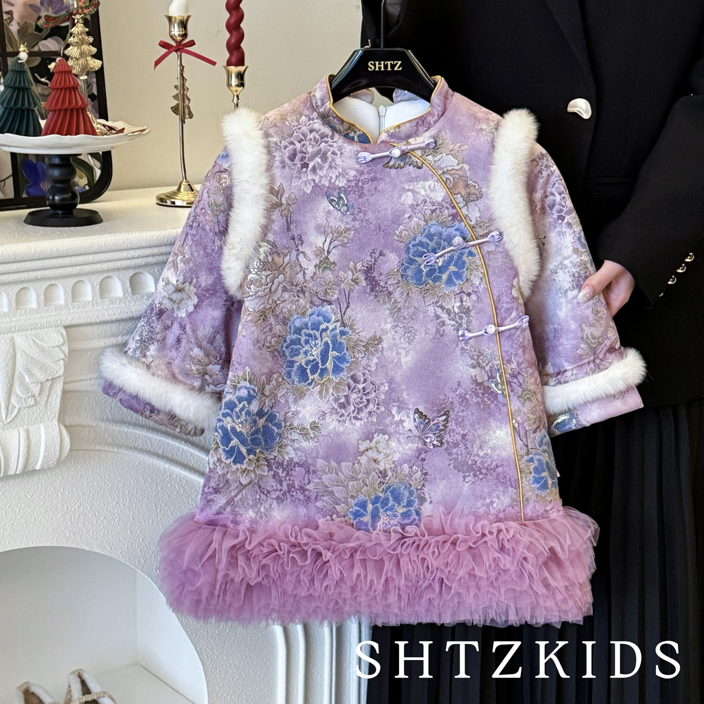 女童秋冬季加厚保暖生日周岁礼裙