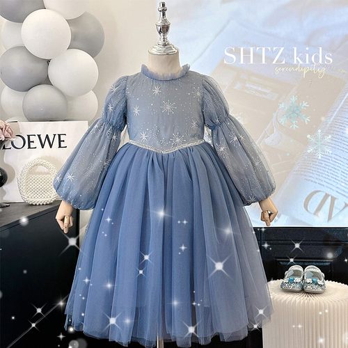 女童冰雪奇缘秋冬爱莎公主礼服裙