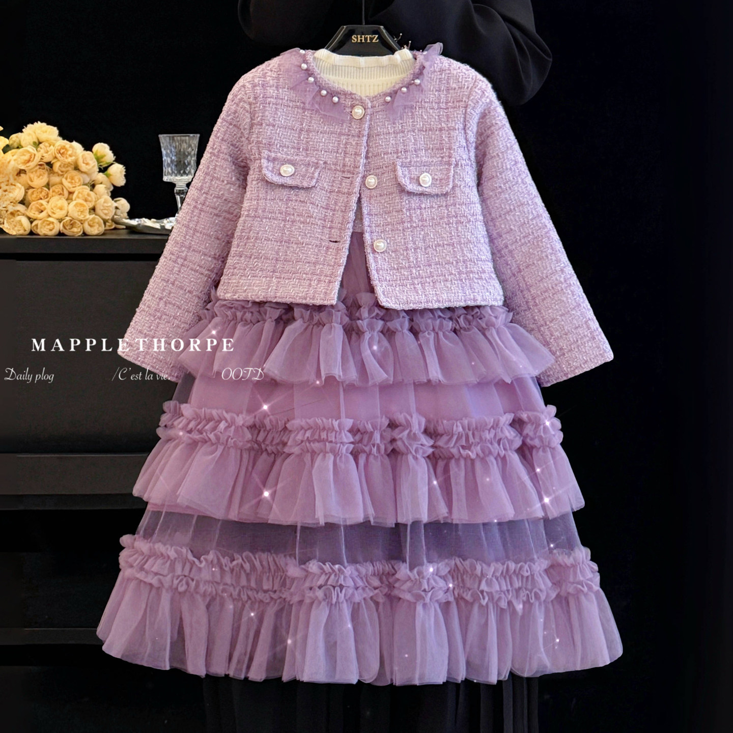 女童小香风公主裙冬装2025新款儿童洋气毛呢外套高级感背心裙套装,童装/婴儿装/亲子装,连衣裙,淘宝优惠券,粉丝福利购,淘宝优惠卷