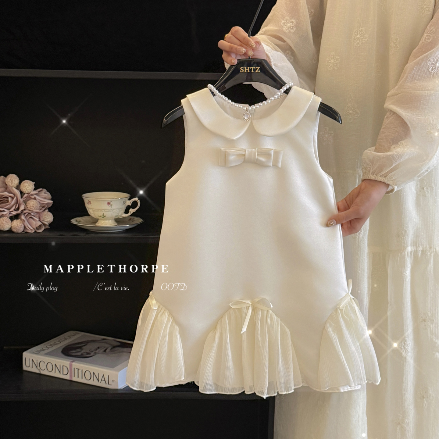 女童连衣裙夏季女宝宝生日礼服高端缎面公主裙儿童富家千金感裙子