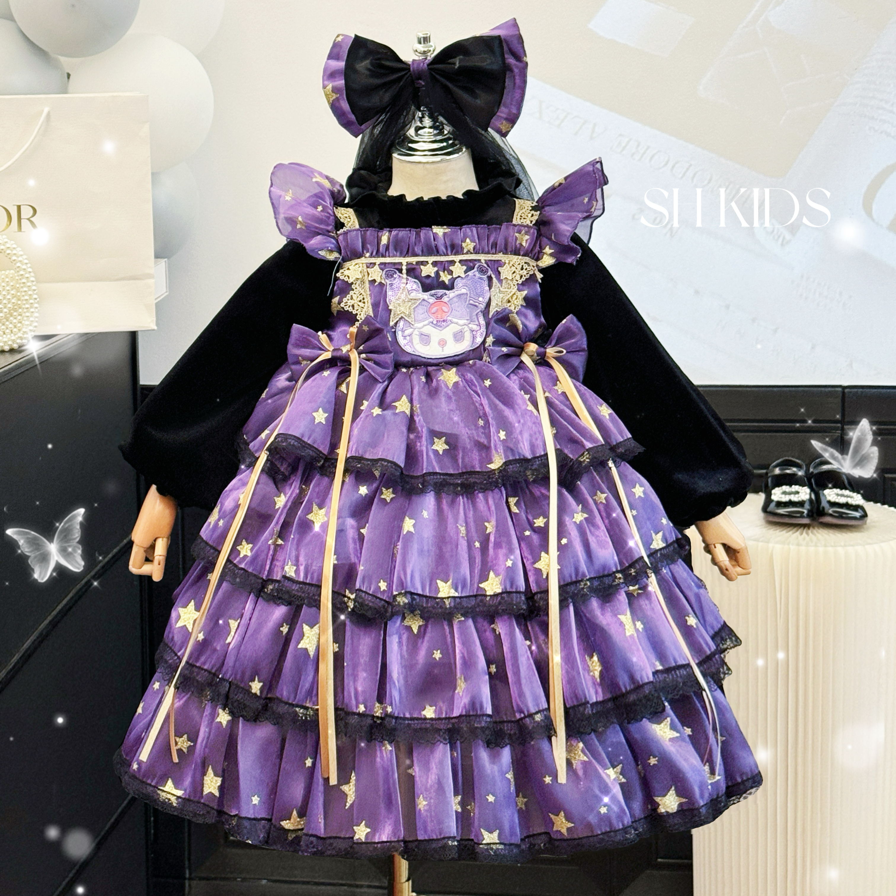 女童冬装卡通库洛米加绒公主裙