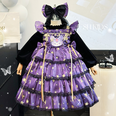 女童冬装卡通库洛米加绒公主裙